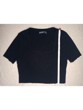✨ 3 / $15 DEAL ✨ Aster Black Ribbed Crop Top Square Neck - Small - EUC